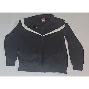 TYR Jacket Men's Large Black/White Warm up full zip freestyle alliance victory